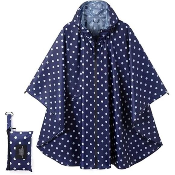 Fashion Hooded Rain Poncho Waterproof Raincoat Jacket with pocket for Women/Men - Picture 8 of 8